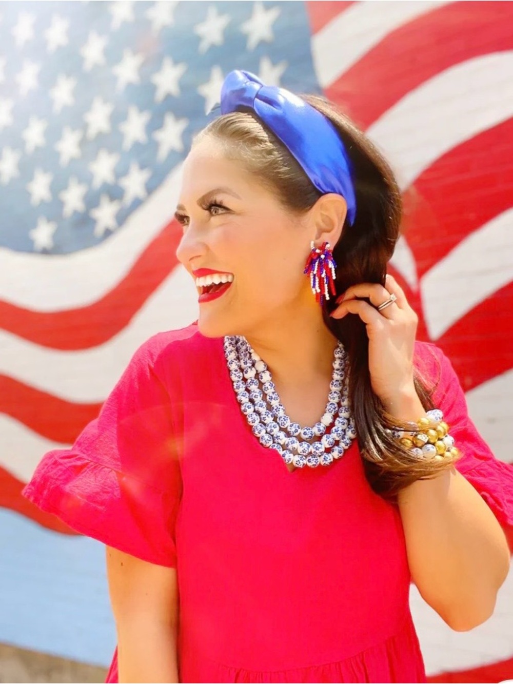 Brianna Cannon Blue Puff Metallic Knotted Headband